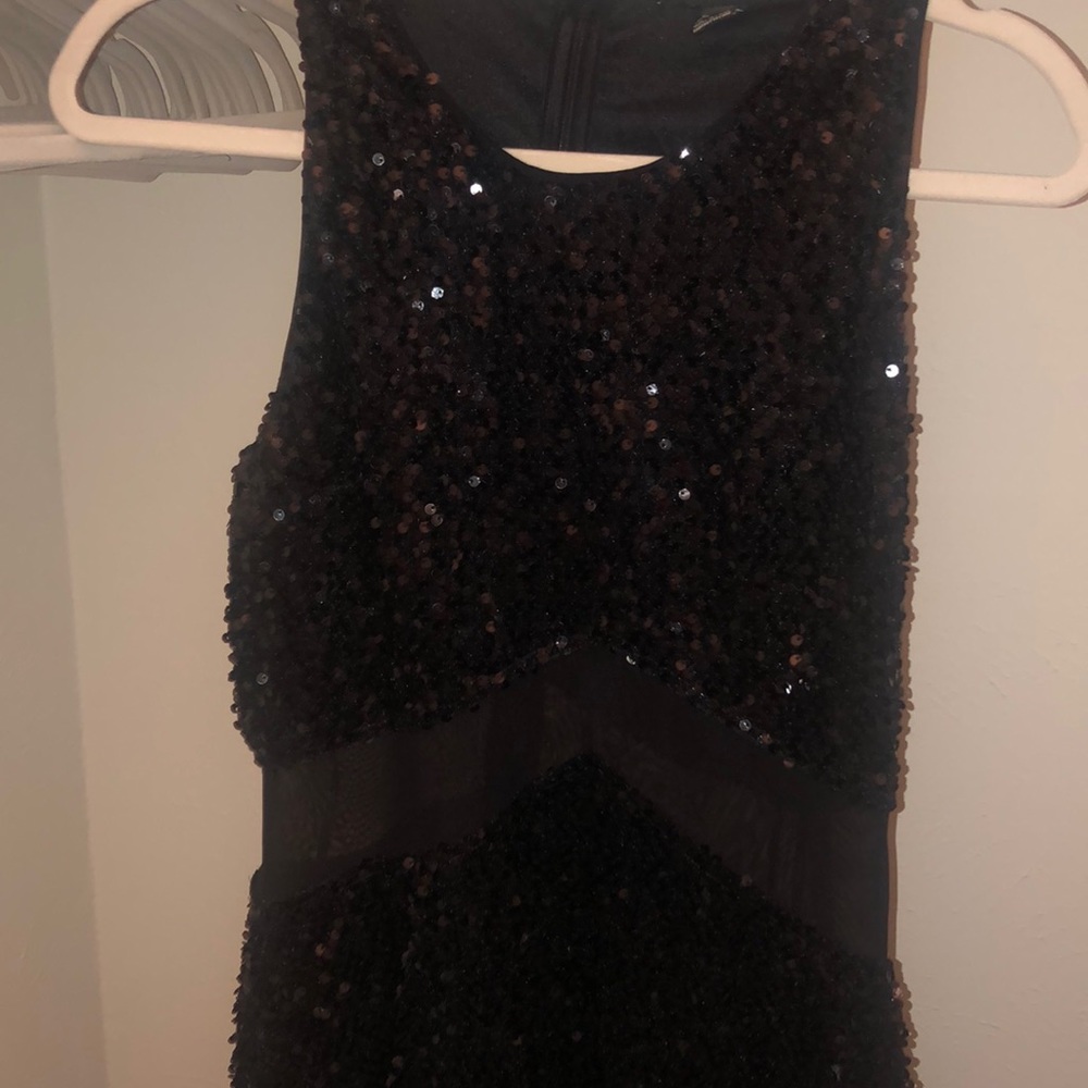 Forever 21 Black Sequin Mesh Waist Cocktail Dress